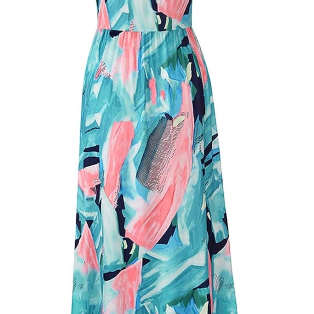 Elegant Multicolor Maxi Dress floral tie dye summer long dress - Picture 5 of 6